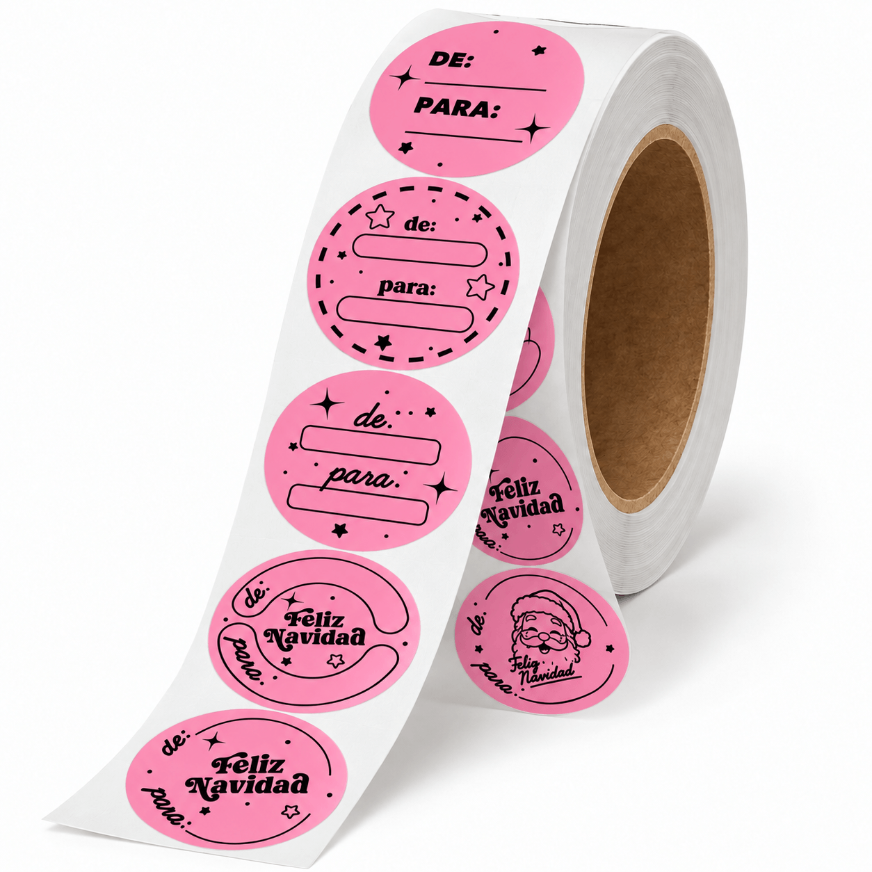 etiquetas-adhesivas-de para-circulares-rollo-rosa